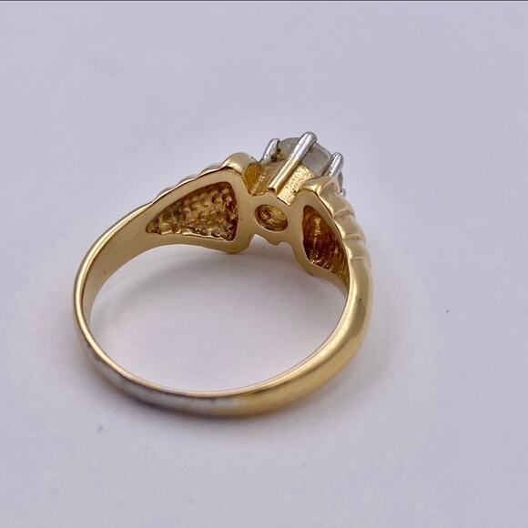 LIND 14K HGE Cubic Zirconia Vintage Costume Engagement Ring - Picture 7 of 16